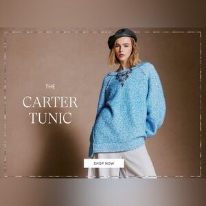 Free People Carter tunic Blue Knit Sweater